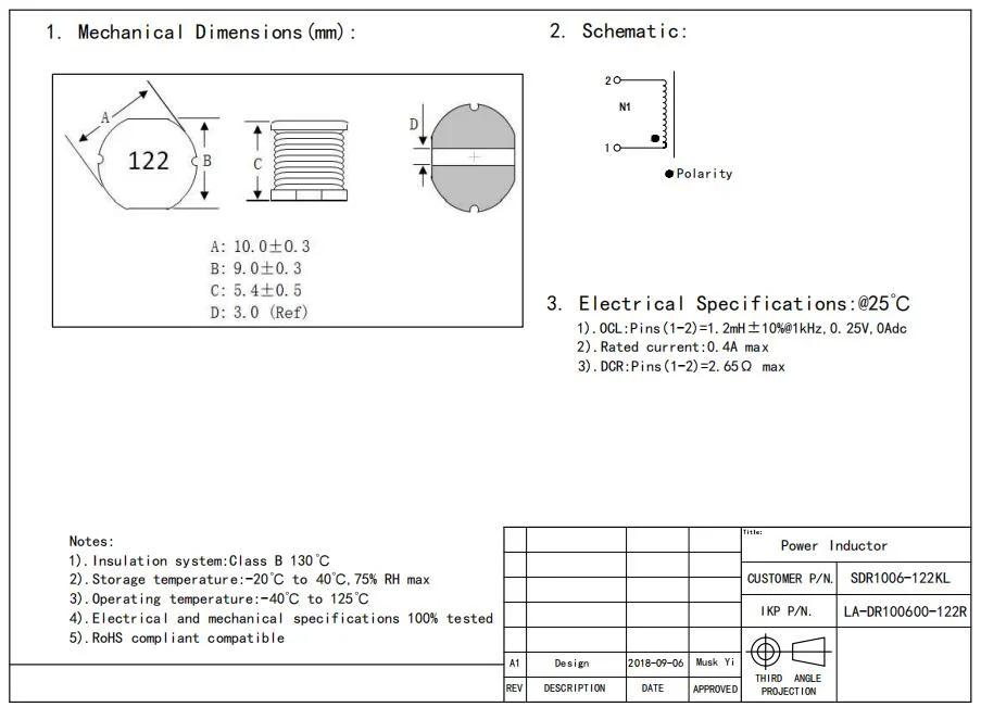 Индуктор Полу-защищаемый SMD соединил индуктор дросселя замотки индуктора двойной