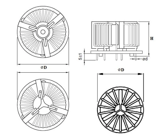 Customized 3 or 4 Phase Flat Wire Vertical Winding High Current Choke Coils for New Energy