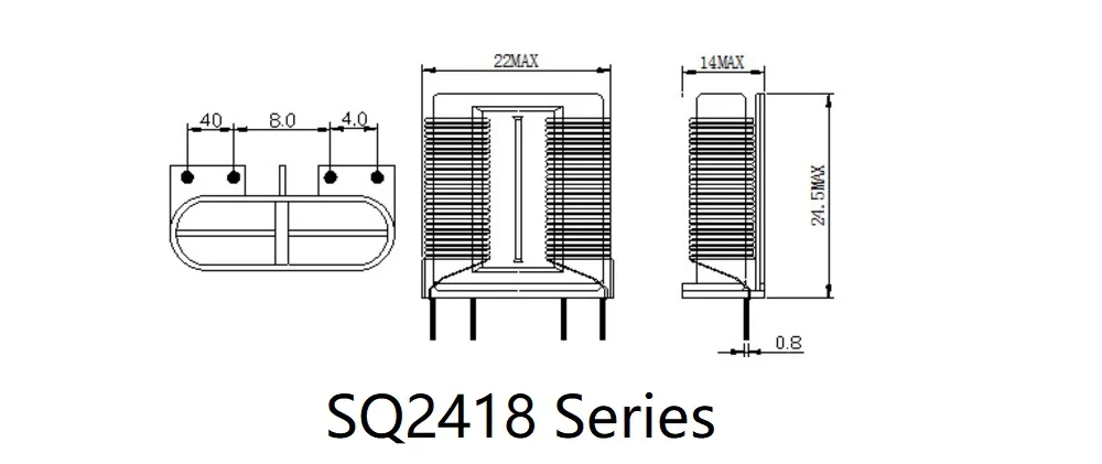 Индукторы общего режима плоской линии типа Sq/UC2418