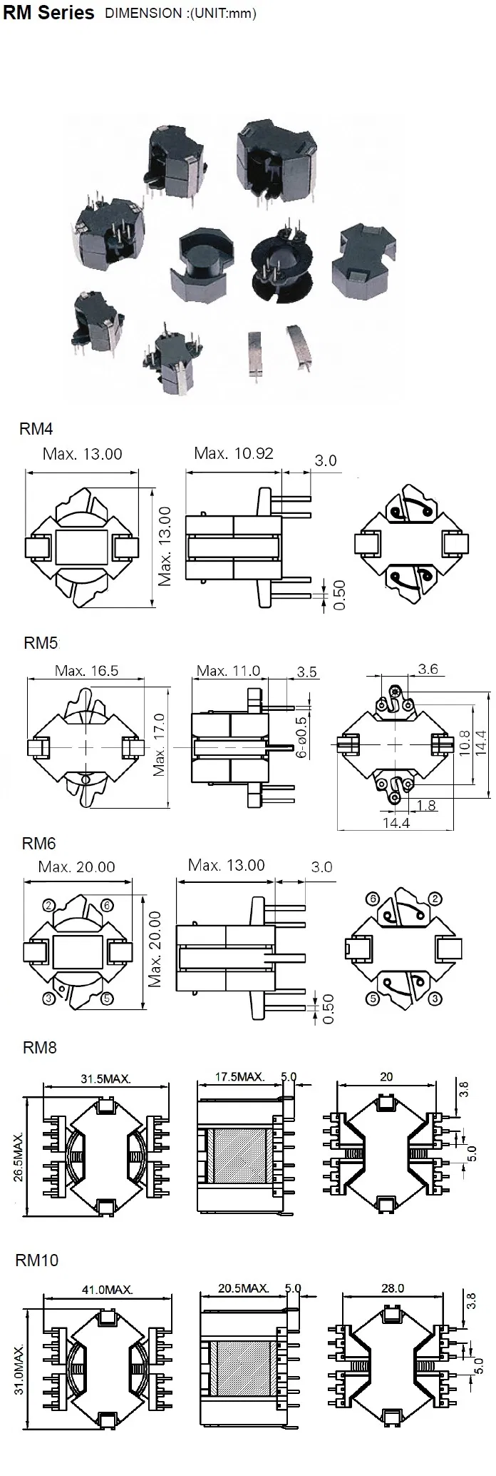 RM ISO9001-2000 Утвержденный ИКП-Элек Картон RM4/5/6/7/8/9/10/12/13/14 Китайский трансформатор высокой частоты напряжения